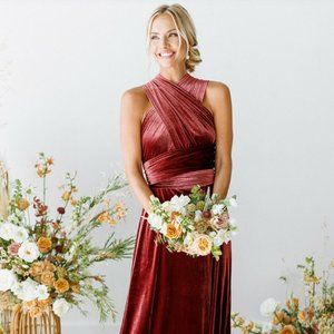 Revelry Micah Convertible Dress, Romantic Rose Velvet, Size Womens L (SZ 12- 14)